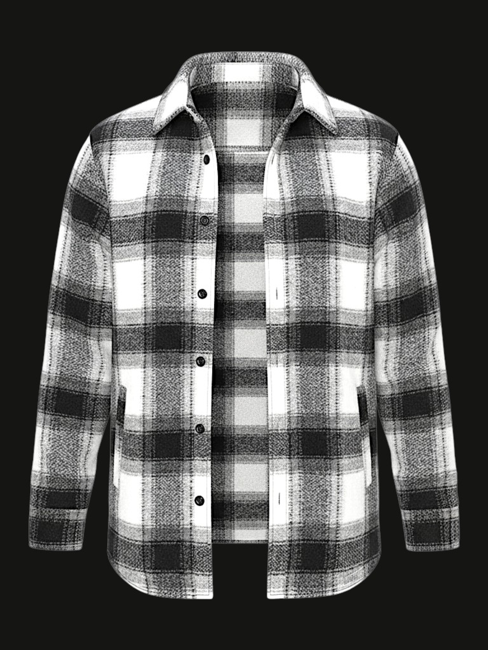 🚹 Victorious 🏆 Felted Plaid Shacket/Overshirt [BLACK/WHITE]